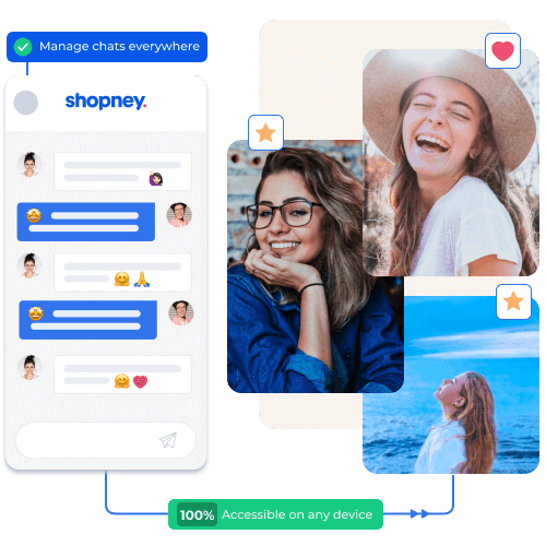 happy women faces with Shopney in-app chat feature