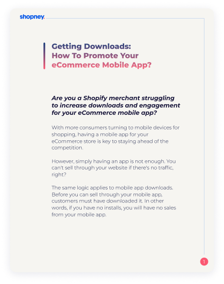 A page of Getting Download: How to Promote Your eCommerce Mobile App ebook that includes tips about promoting mobile app