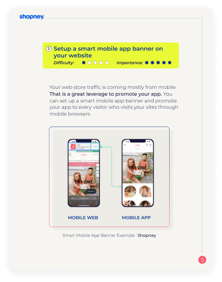 A page of Getting Download: How to Promote Your eCommerce Mobile App ebook that includes a smart mobile app banner sample 