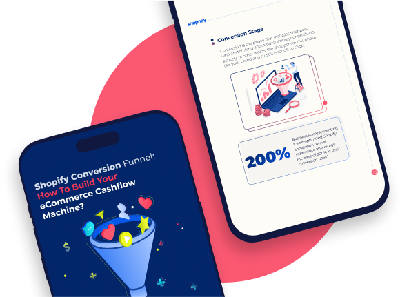 The ebook cover about Shopify conversion funnel optimization for Shopify merchants