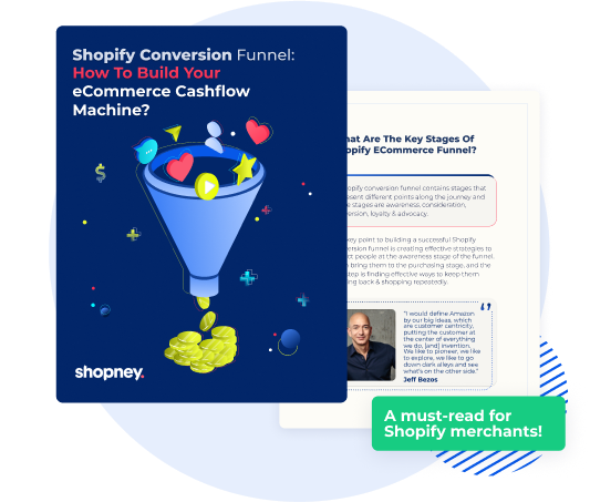 The cover of Shopify Conversion Funnel Optimization ebook by Shopney for Shopify merchants