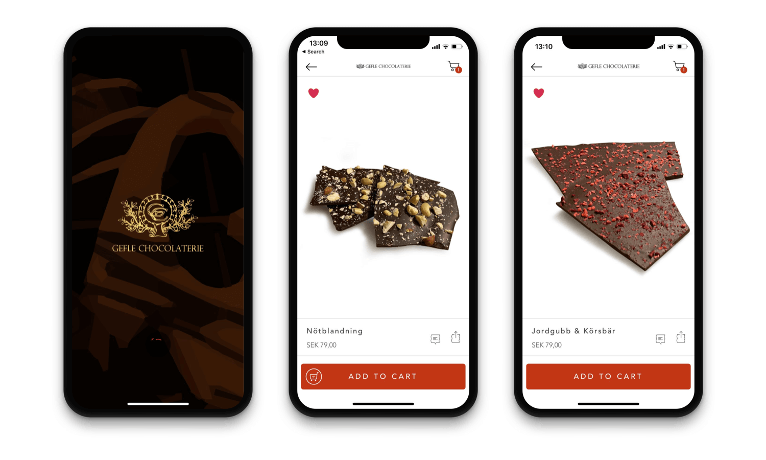 Gefle Chocolaterie Mobile App Design