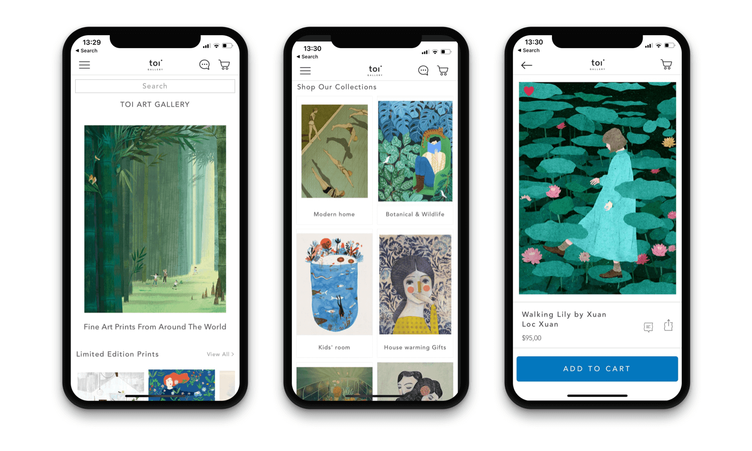 Toi Art Gallery Mobile App Design - Shopify mobile app