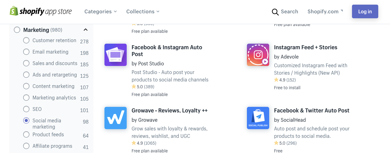 Shopify App Store - Social Media Marketing Apps