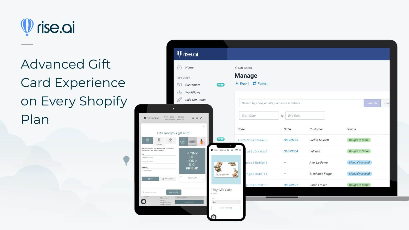 gift cards by rise ai for shopify