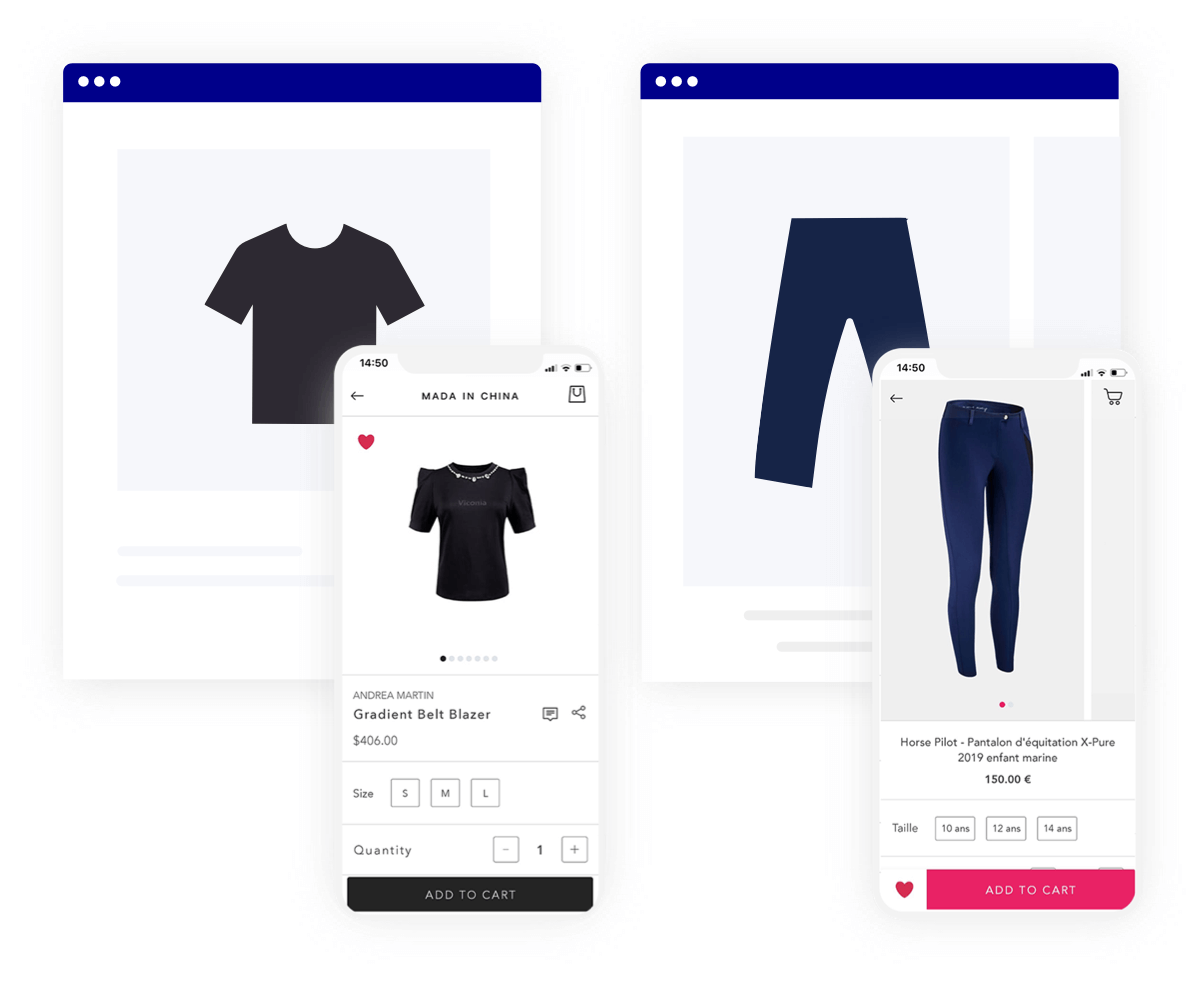 Product Detail Page (PDP) example on mobile app