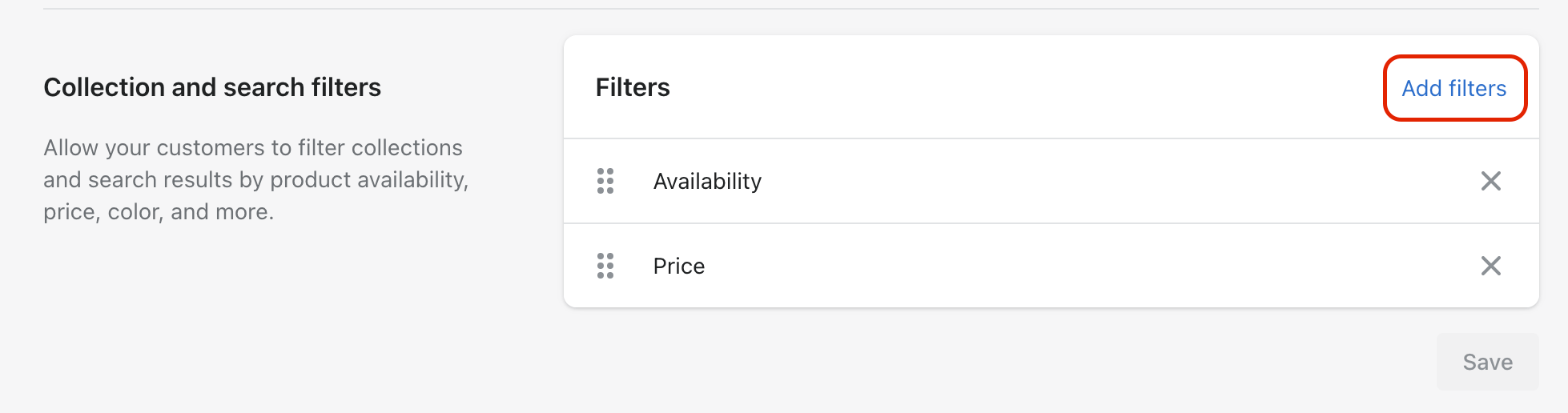 Shopify Dashboard- Add filters