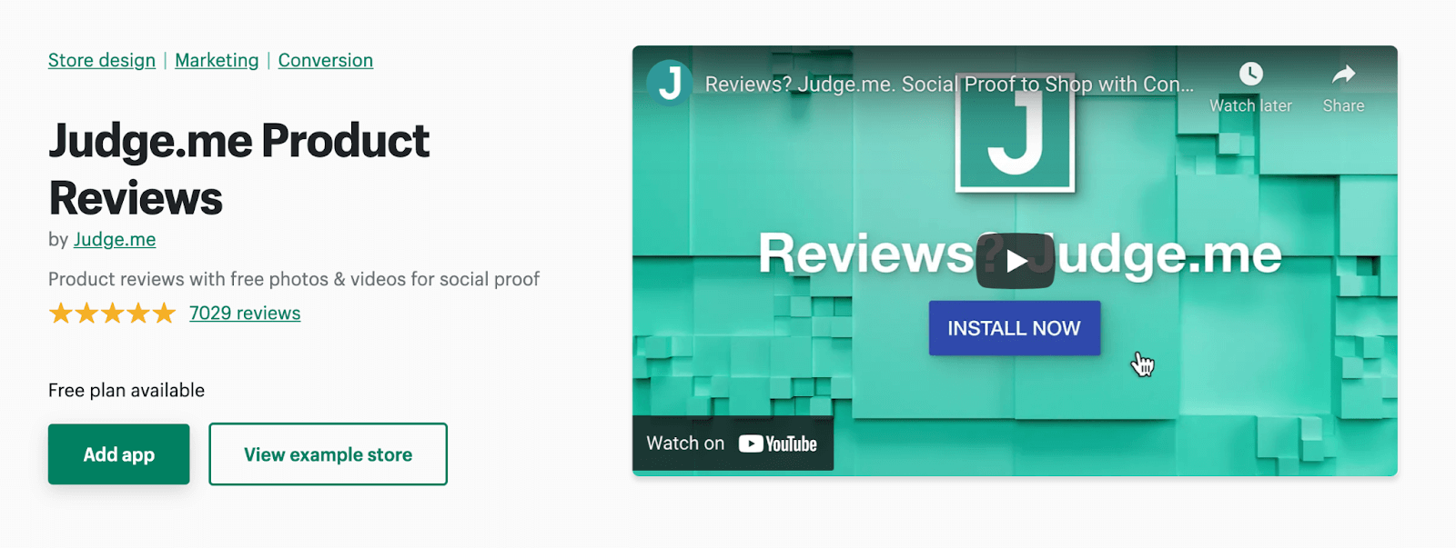 Shopify App Store- Judge.me Product Reviews- Conversion Rate