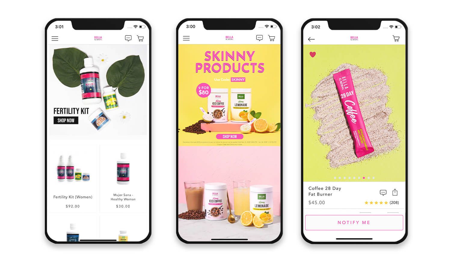 Top eCommerce Mobile App Design Examples - Bella All Natural