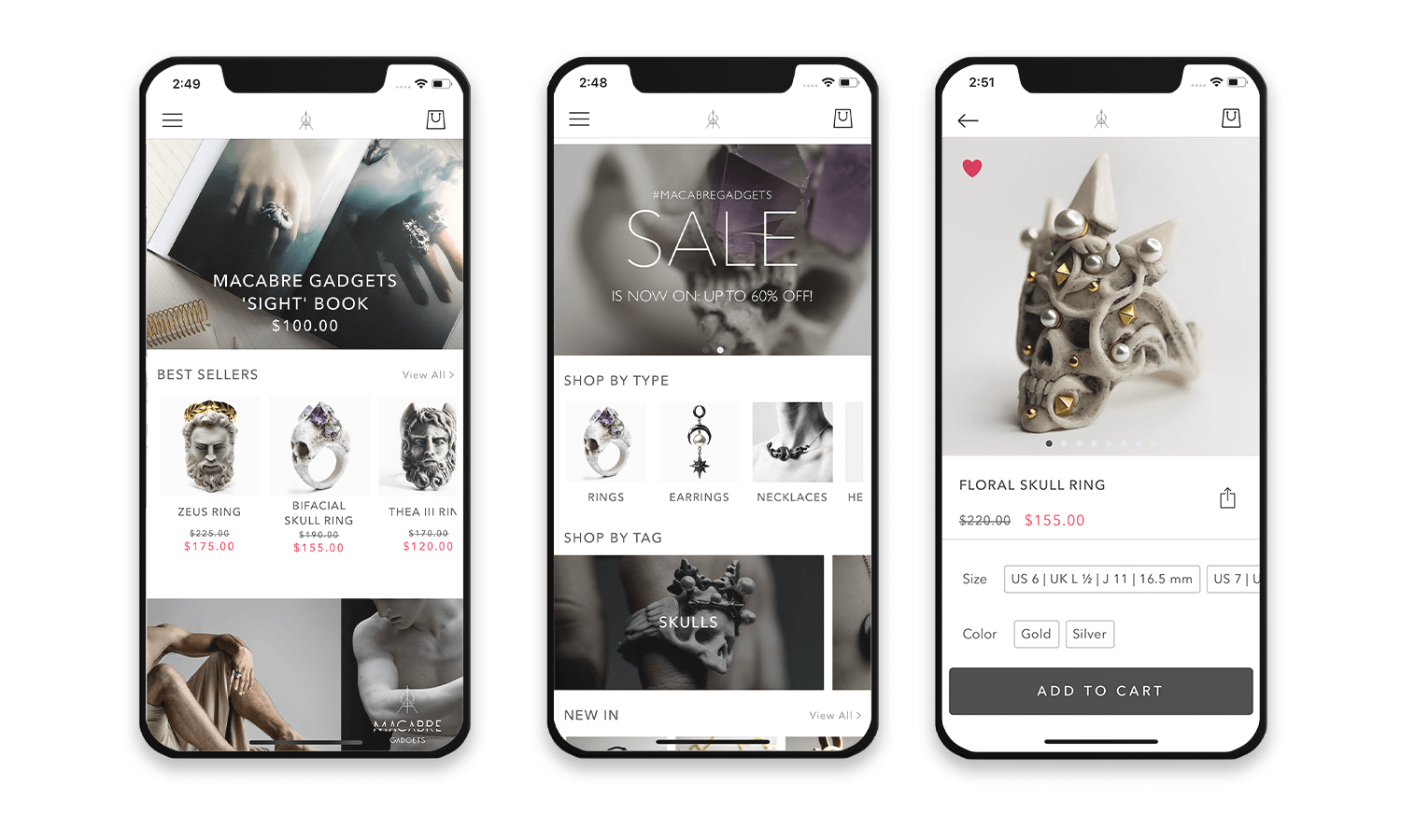 Top eCommerce Mobile App Design Examples - Macabre Gadgets