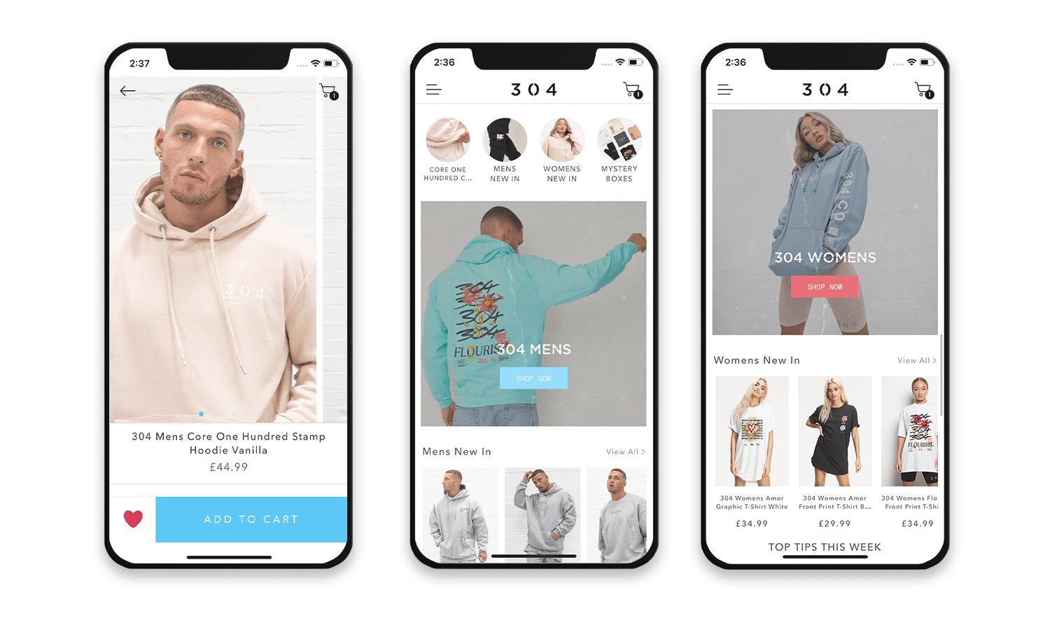 Top eCommerce Mobile App Design Examples - 304 Clothing