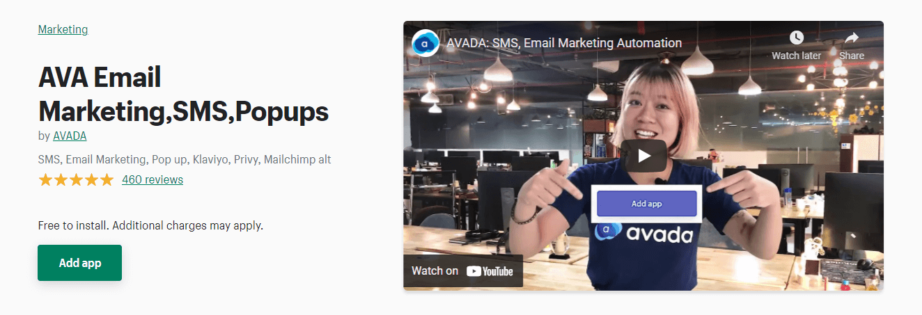Shopify App Store- AVA Email Marketing, SMS, Popups- Conversion Rate