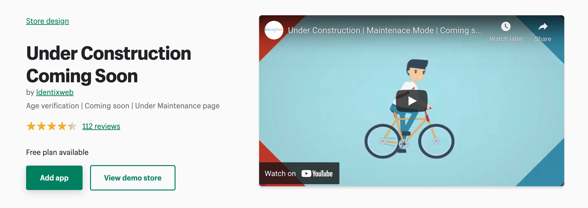 Under Contruction Coming Soon- Shopify App Store