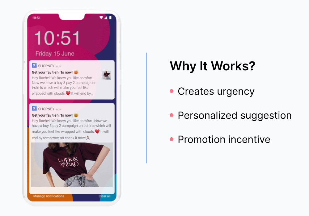 push notification with personalized suggestion