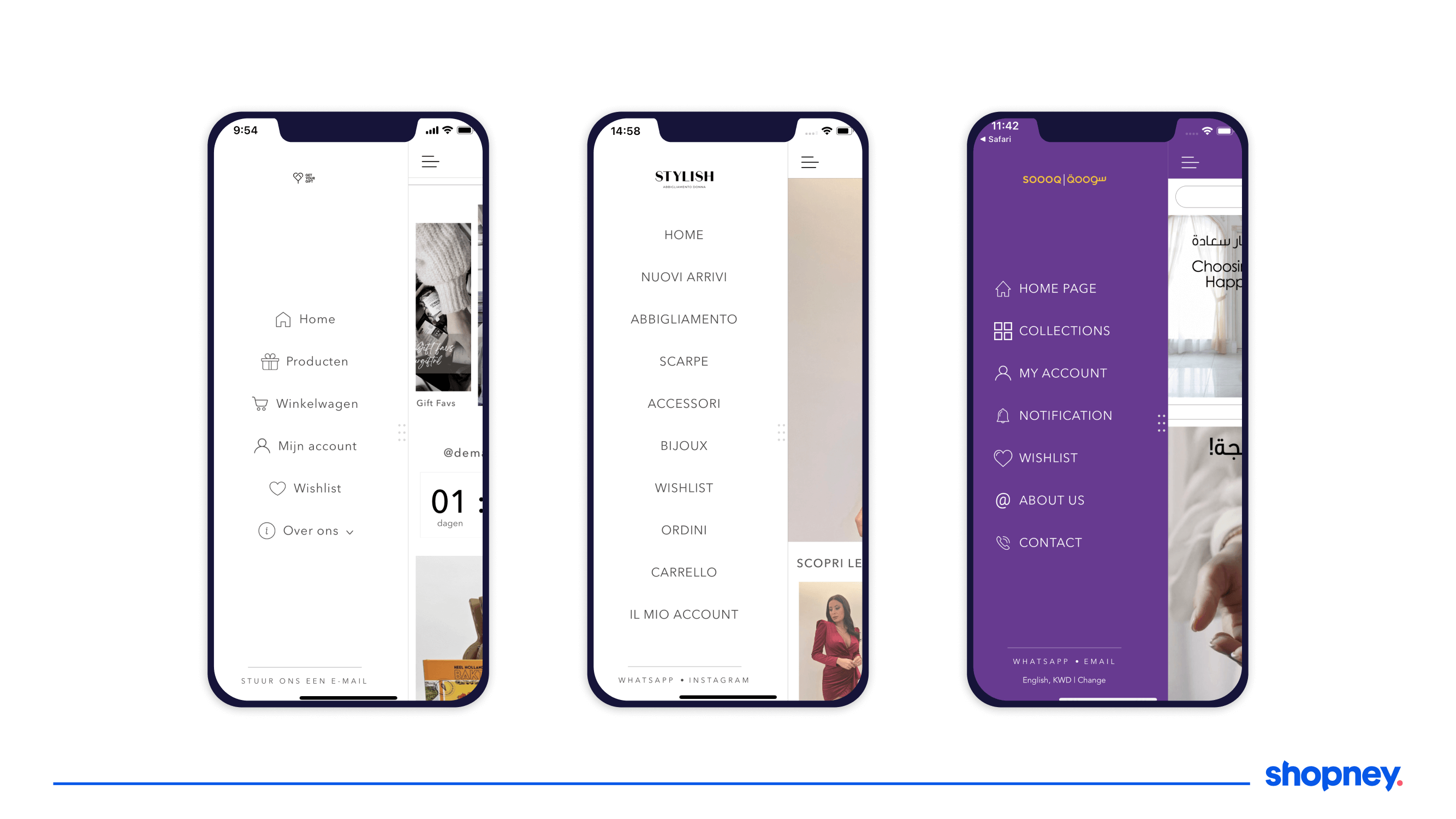 mobile app menu samples