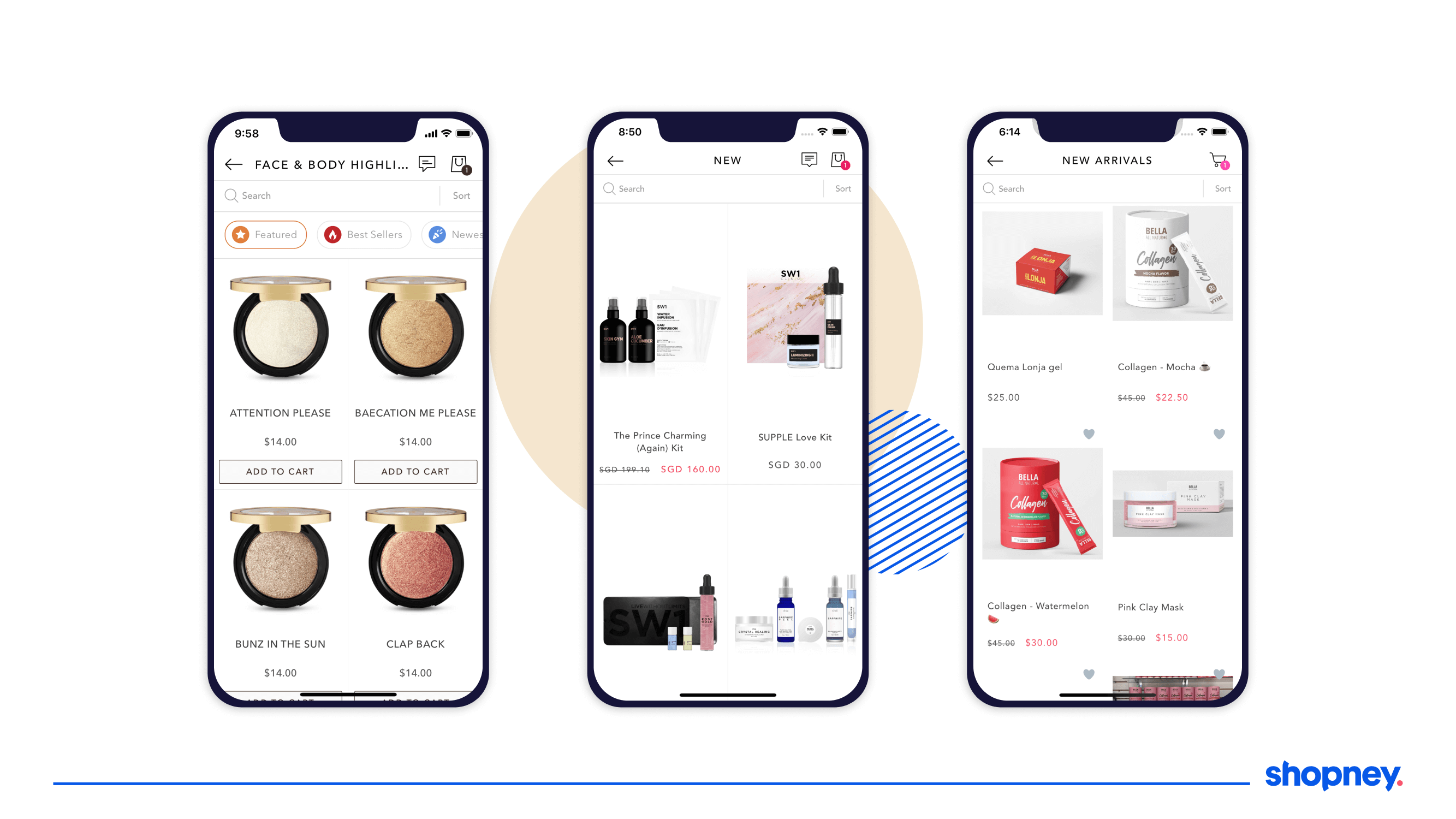 beauty & cosmetics mobile app product pages