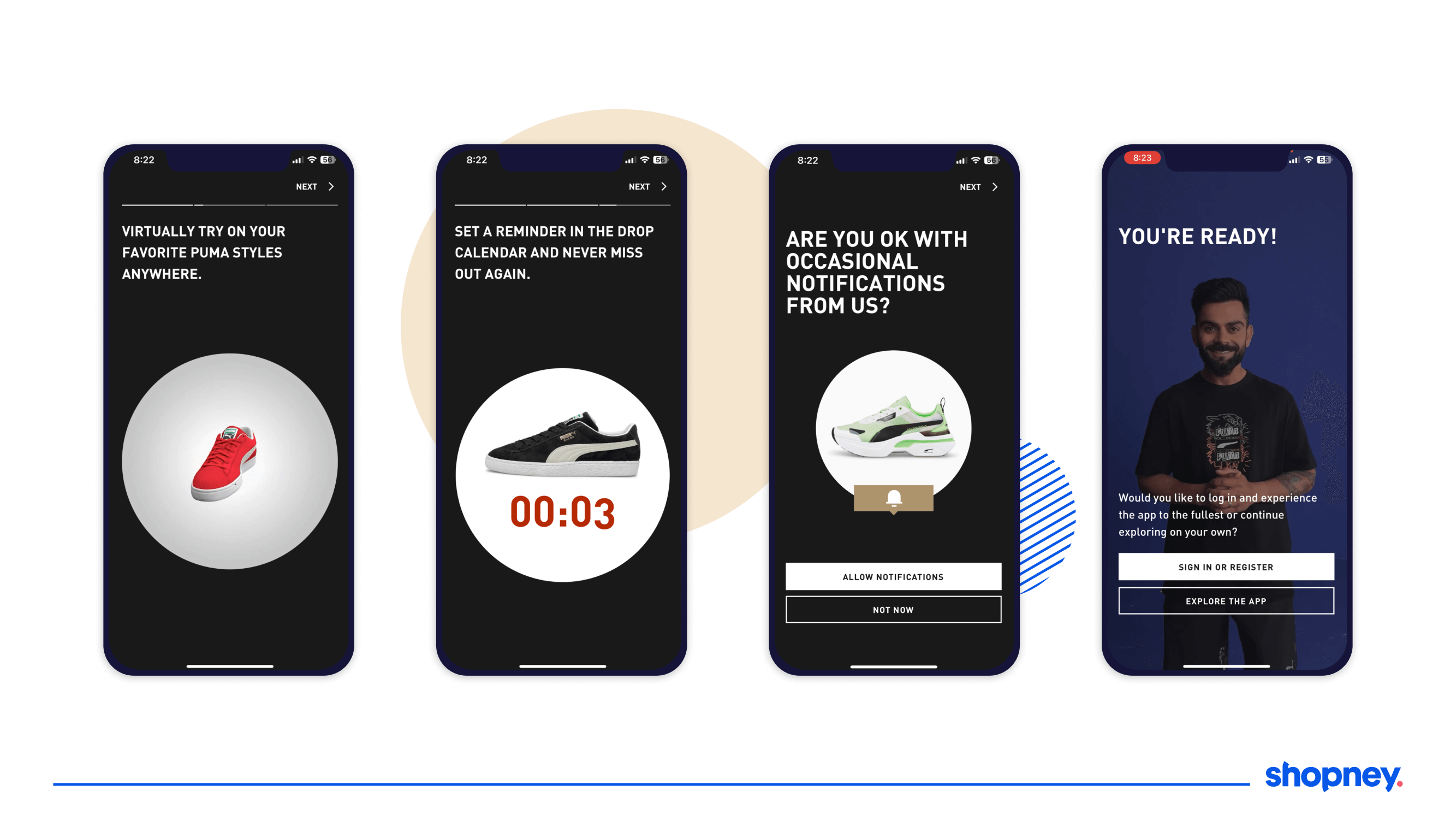 Puma mobile app onboarding