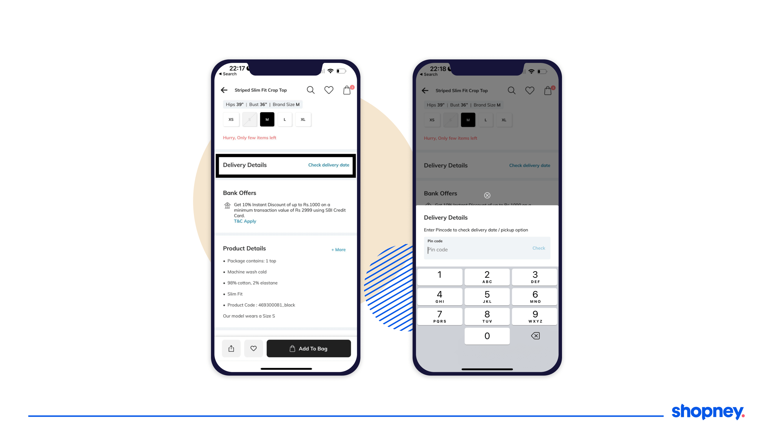 Delivery date checker on mobile app