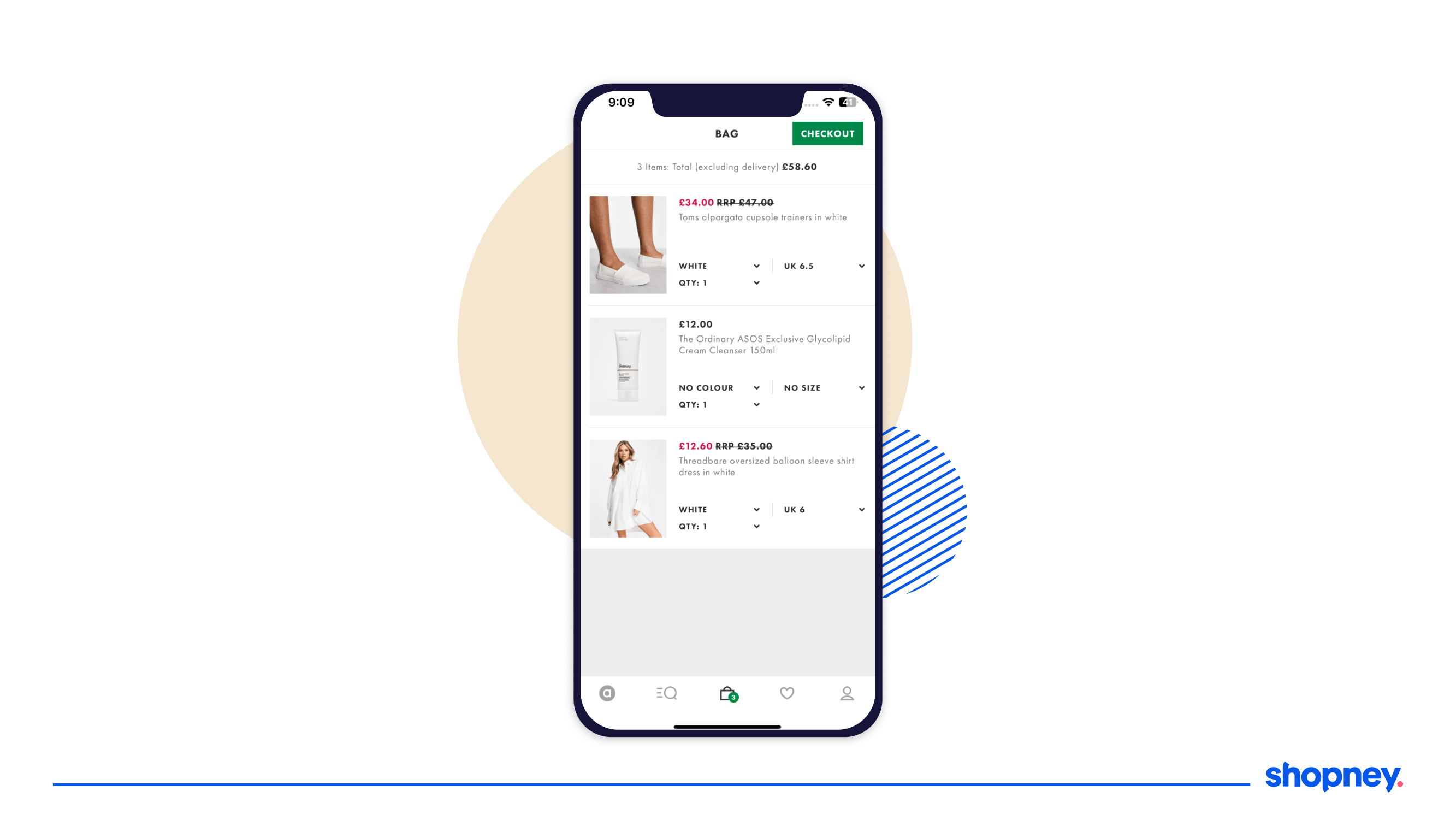 Displaying savings on each item on the mobile app