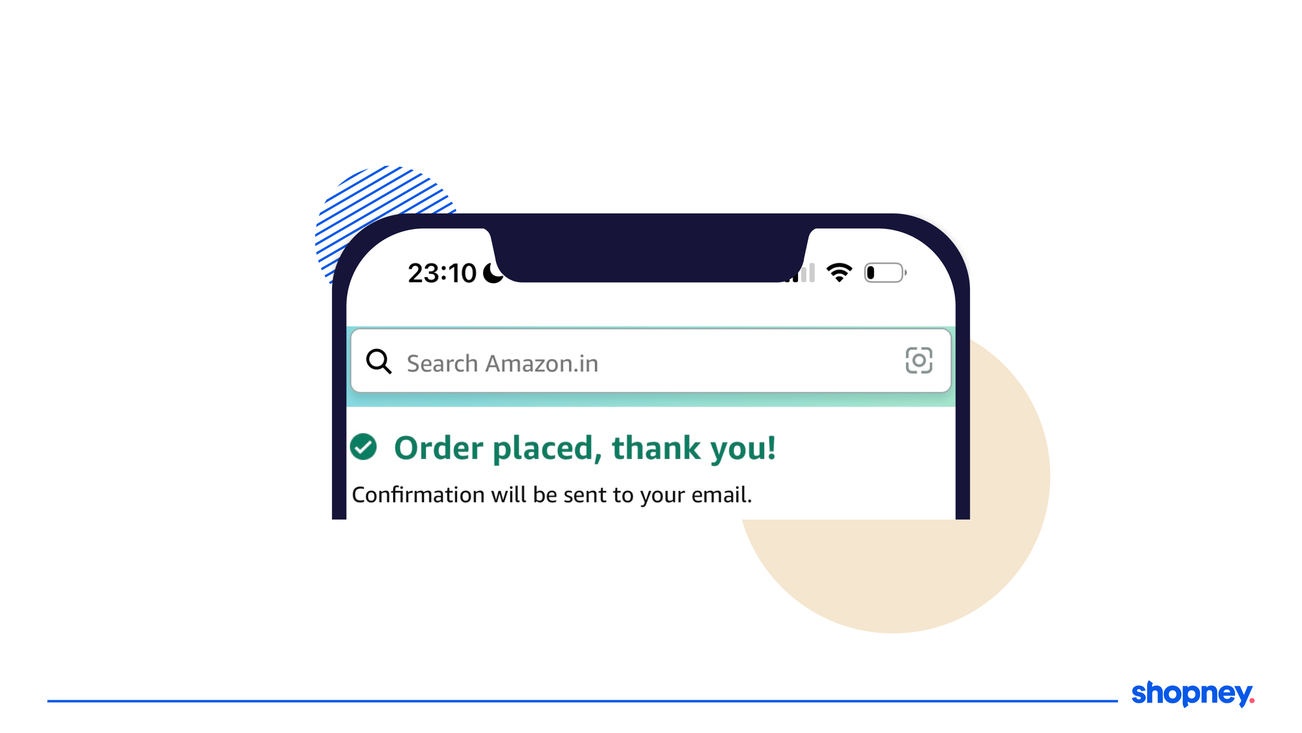 Displaying order confirmation message on the mobile app