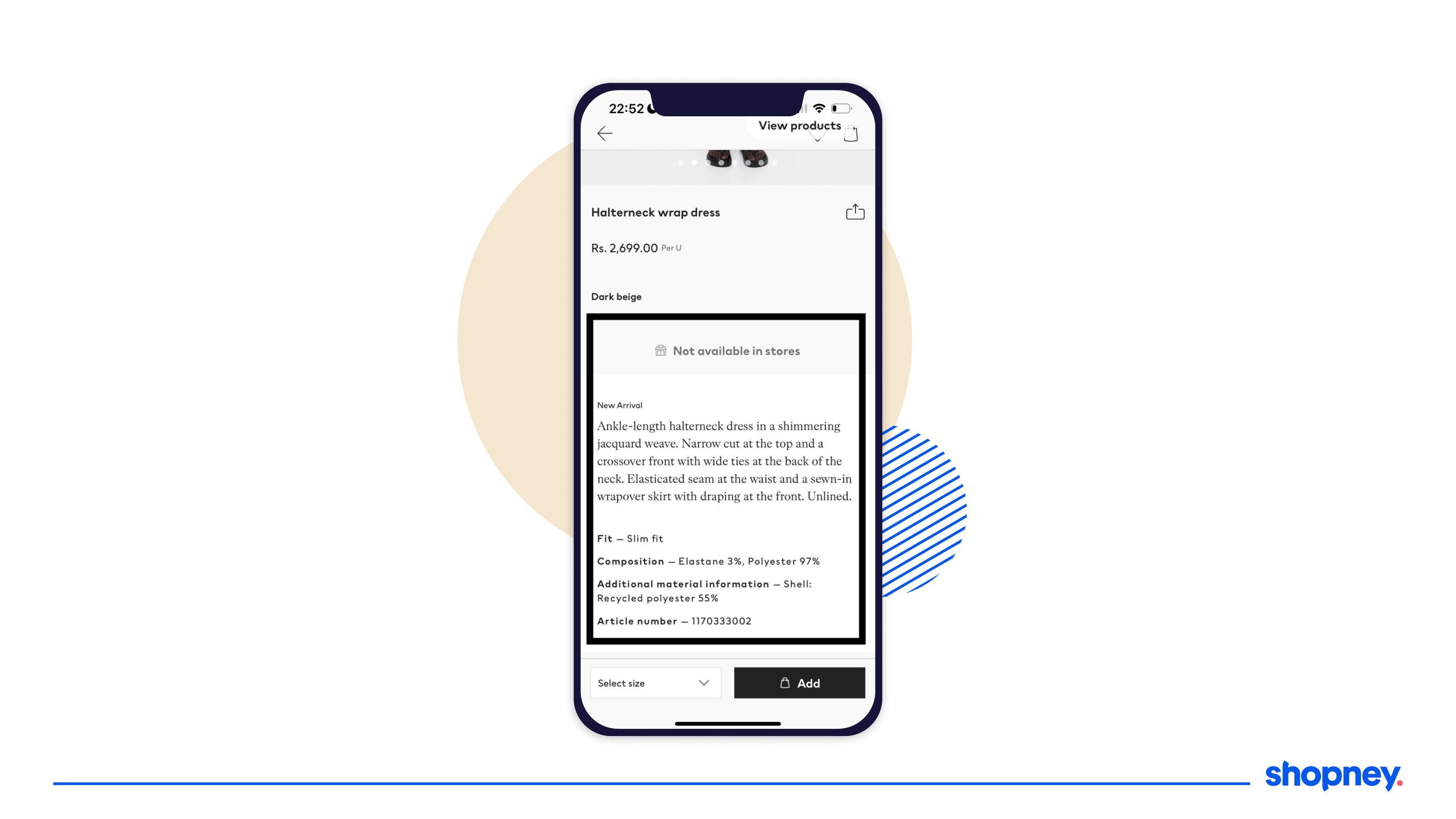 Product details on the mobile app