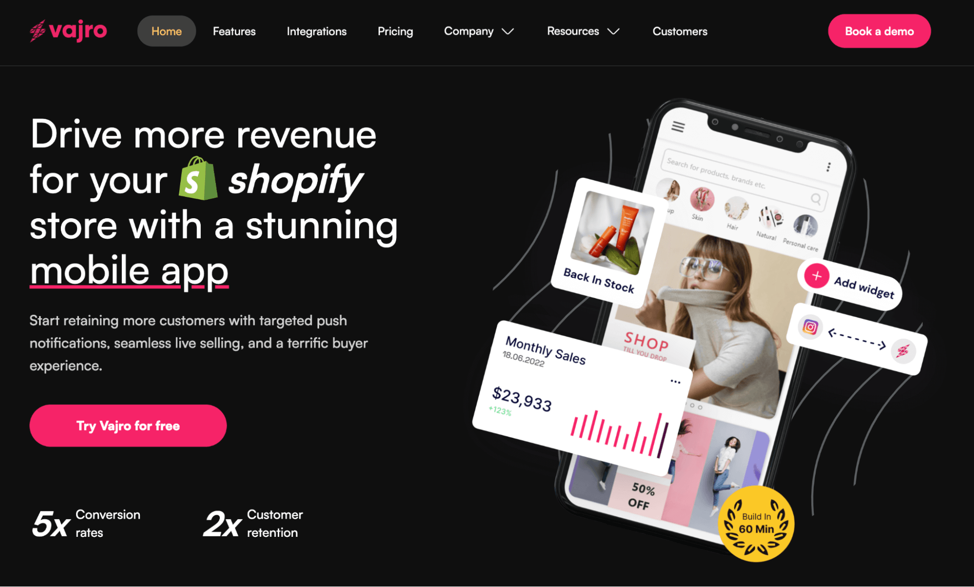 Vajro- mobile app builder website