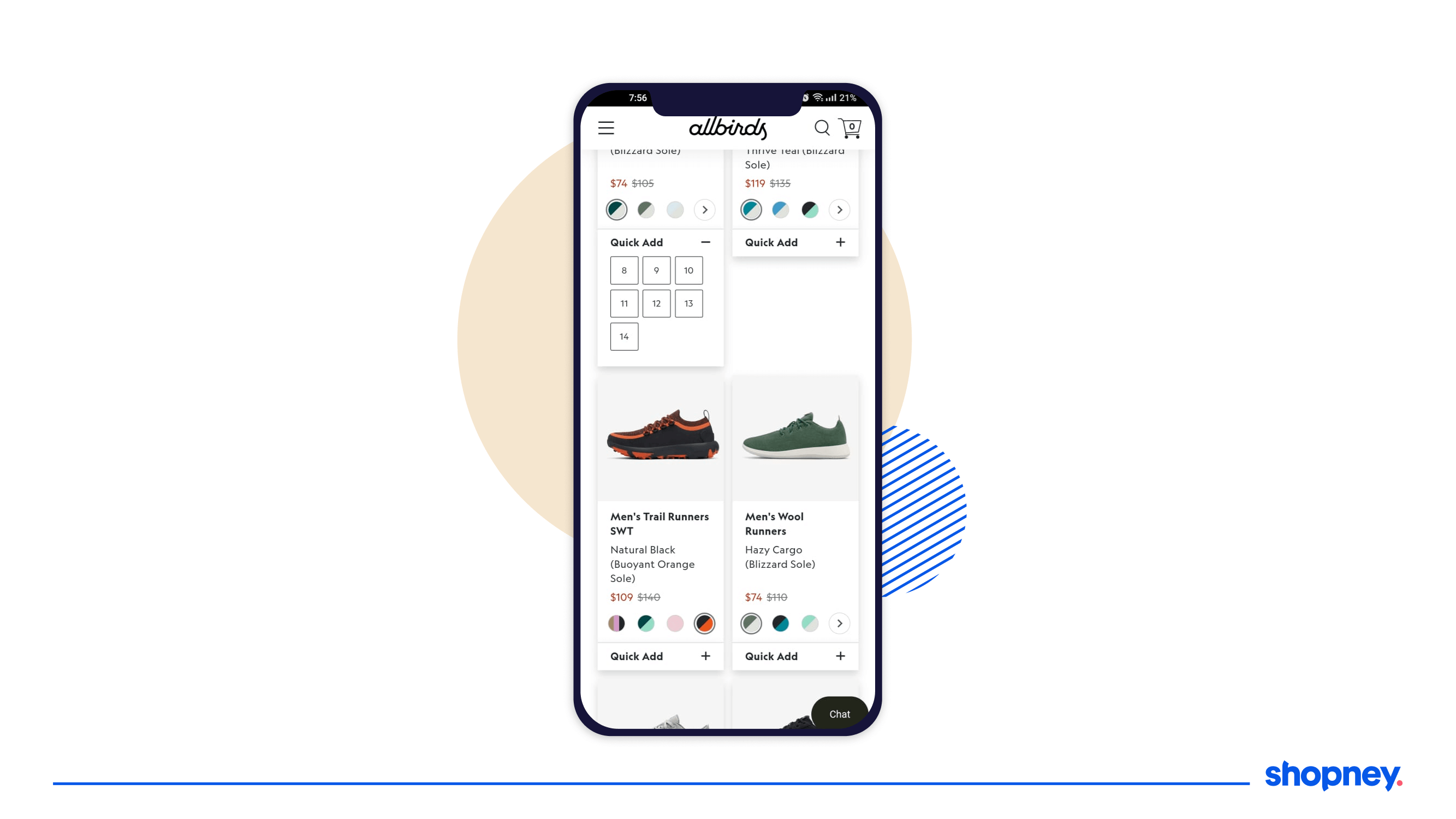 Change color options on Allbirds mobile app