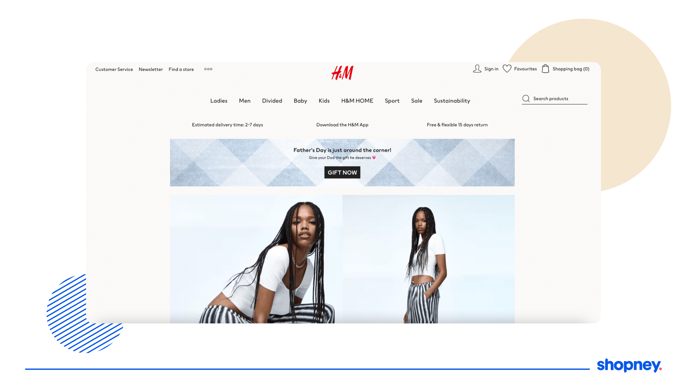 H&M CTA on website to install their mobile app