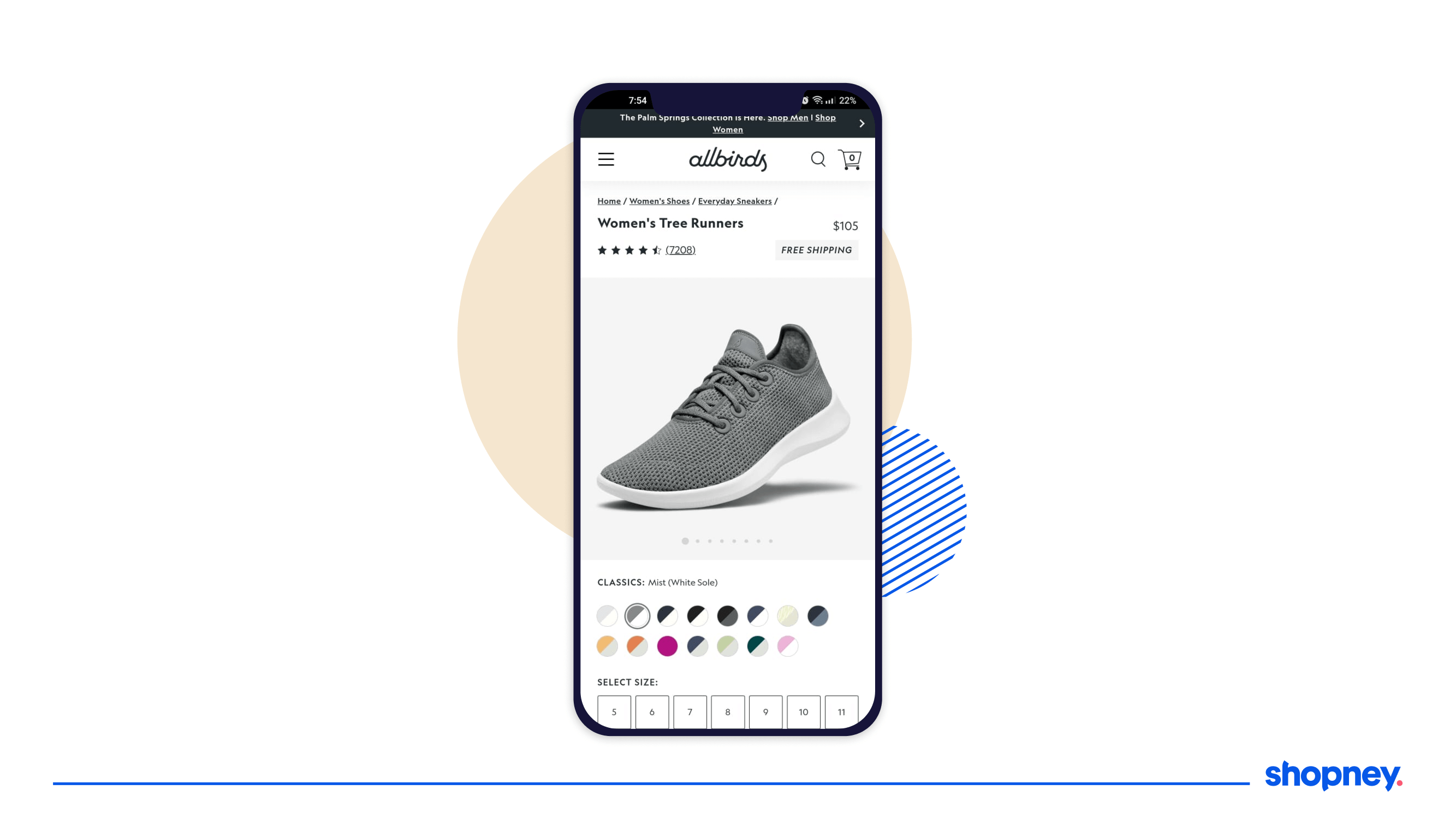 Product page of Allbirds mobile app