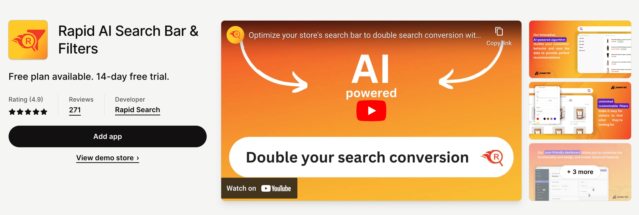 Rapid AI Search Bar & Filters