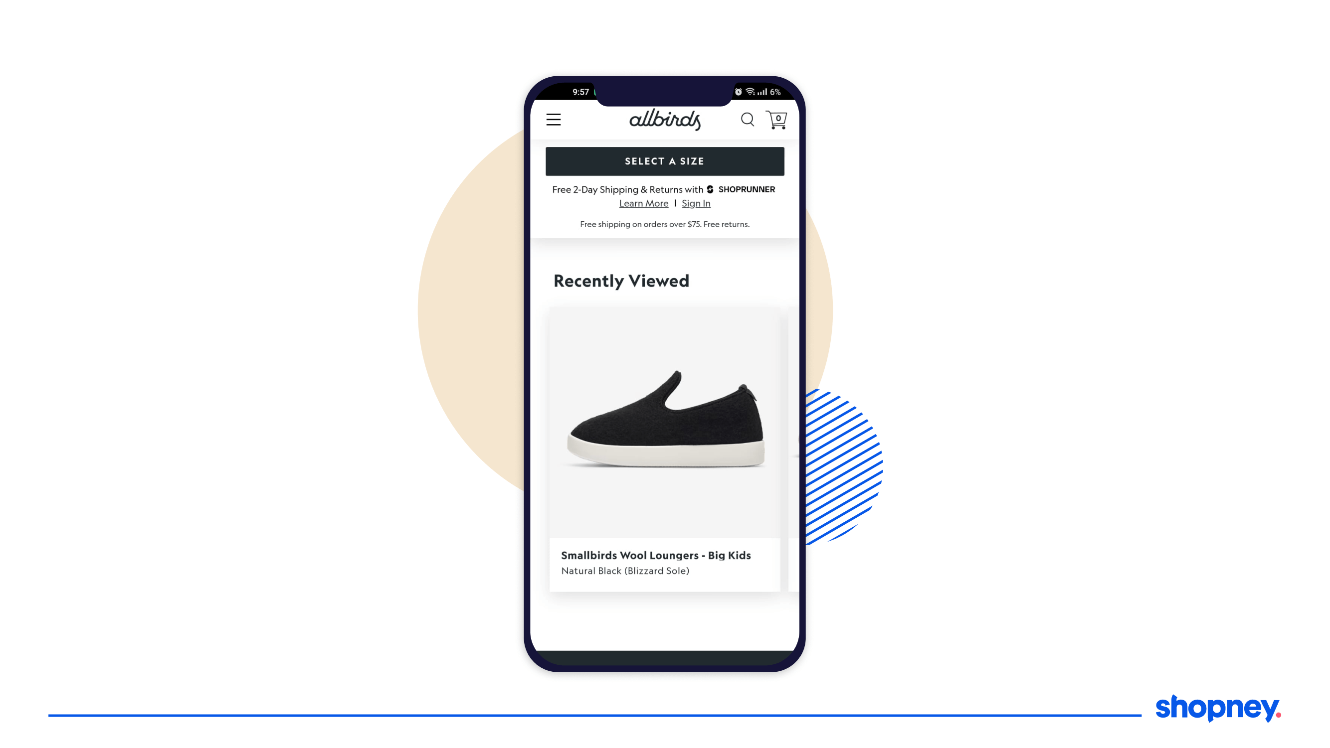 Recently viewed section of Allbirds mobile app
