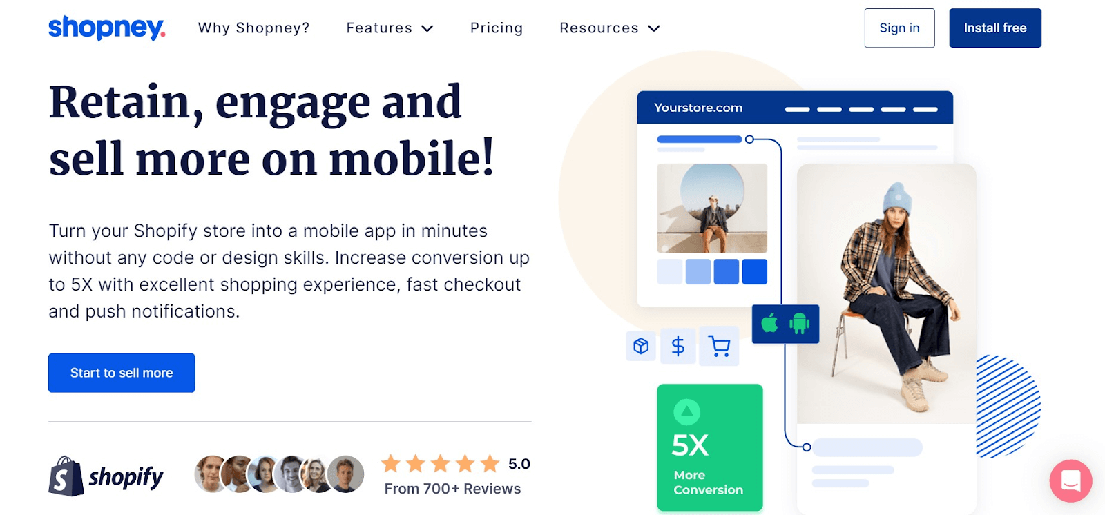 Shopney -mobile app builder website