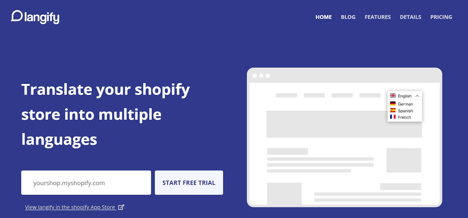 the website of Langify