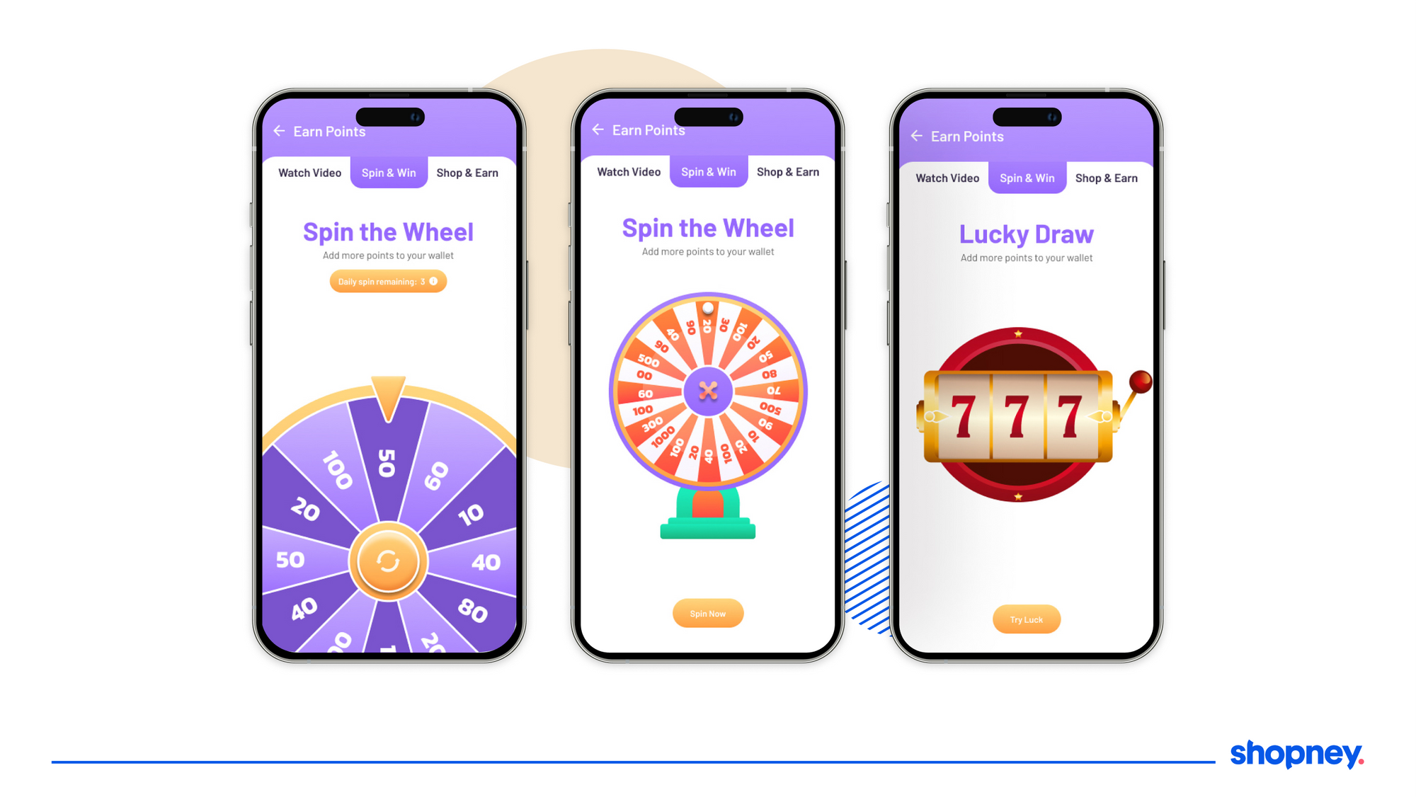 3 app screens displaying example of gamification