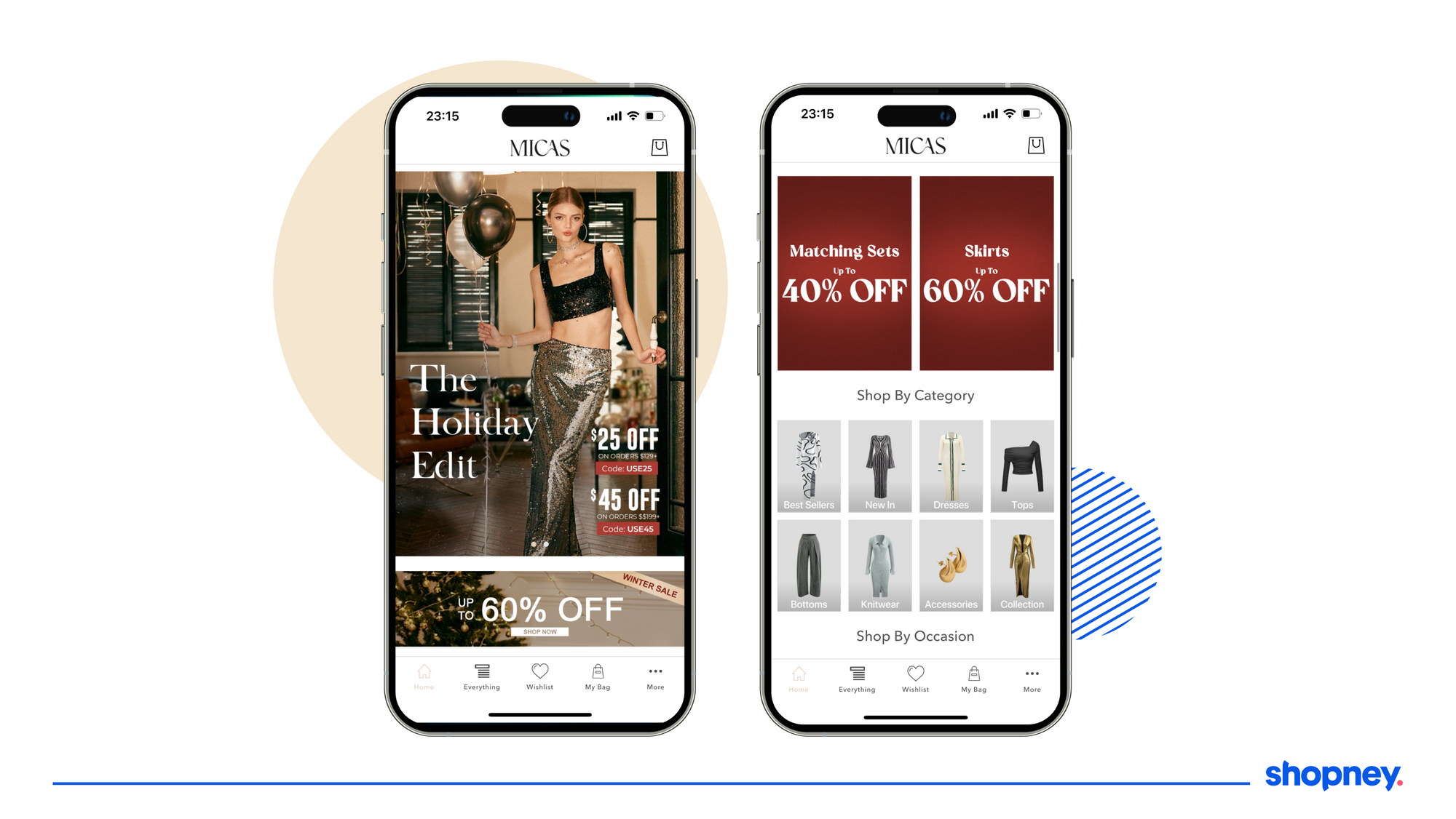 2 Mobile app screens showcasing discount campaign of a brand