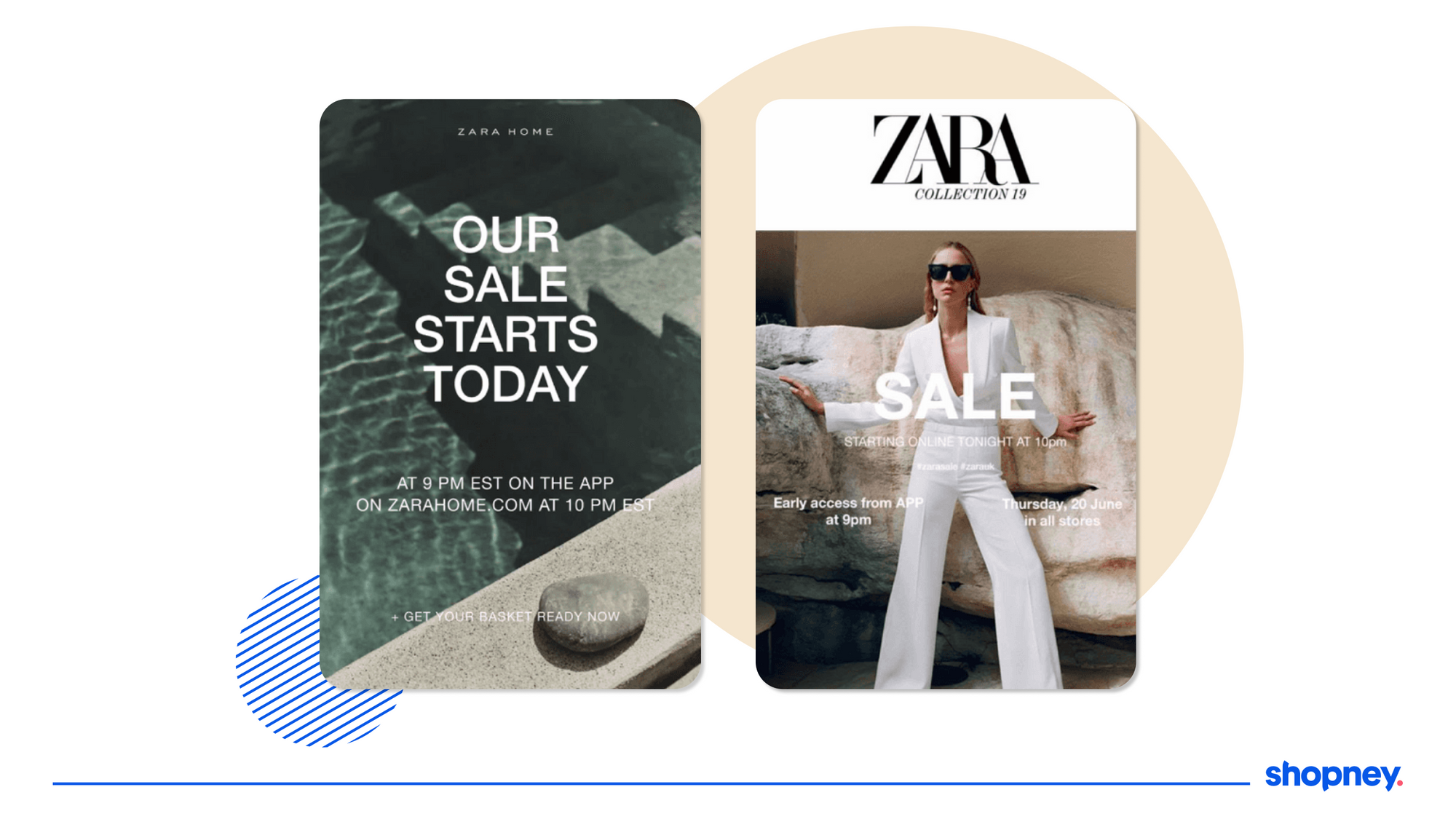 Zara's mobile app design to announce BFCM sales