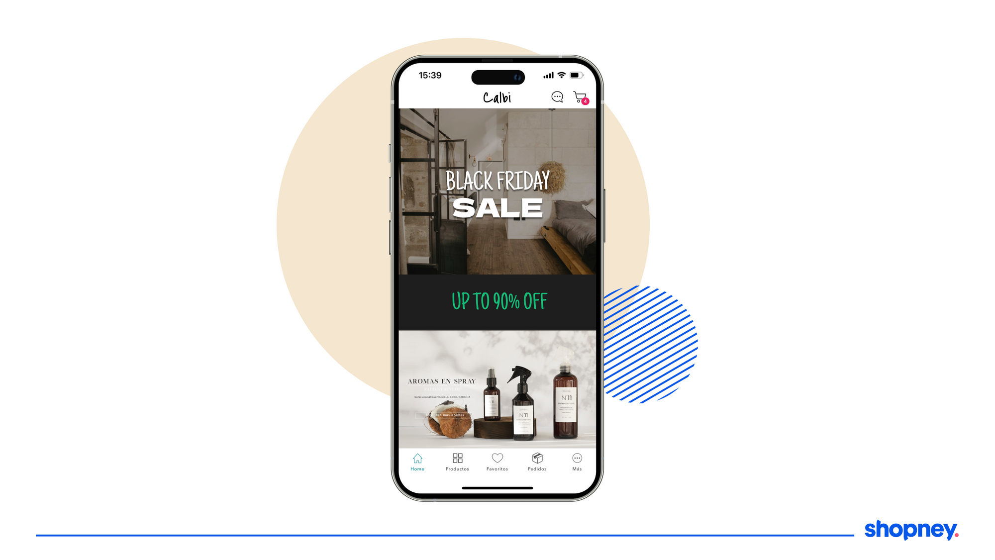 mobile app homepage designed to announce the BFCm sales of a brand