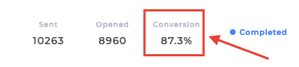 screenshot of a conversion rate example