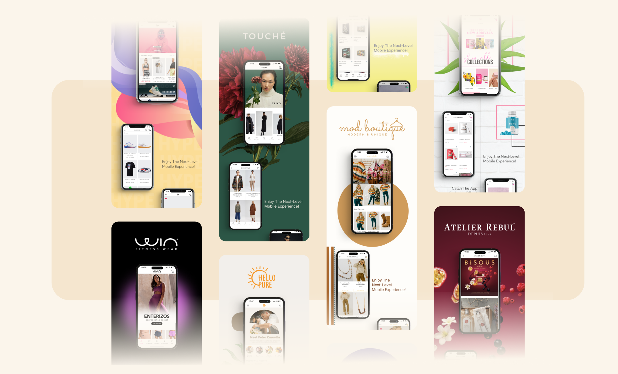 Different mobile app examples built by Shopney