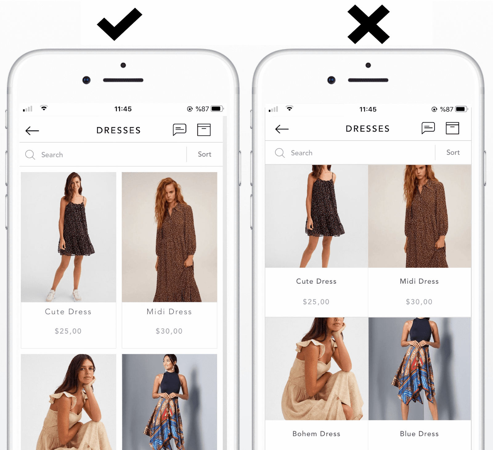 a mobile app example with 2 different design themes 