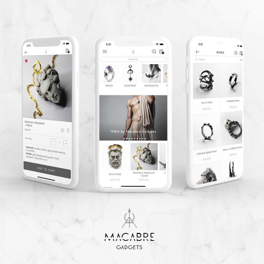 The native mobile app of Macabre built by Shopney