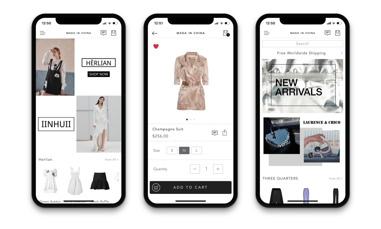 Mobile App interface of Mada In China