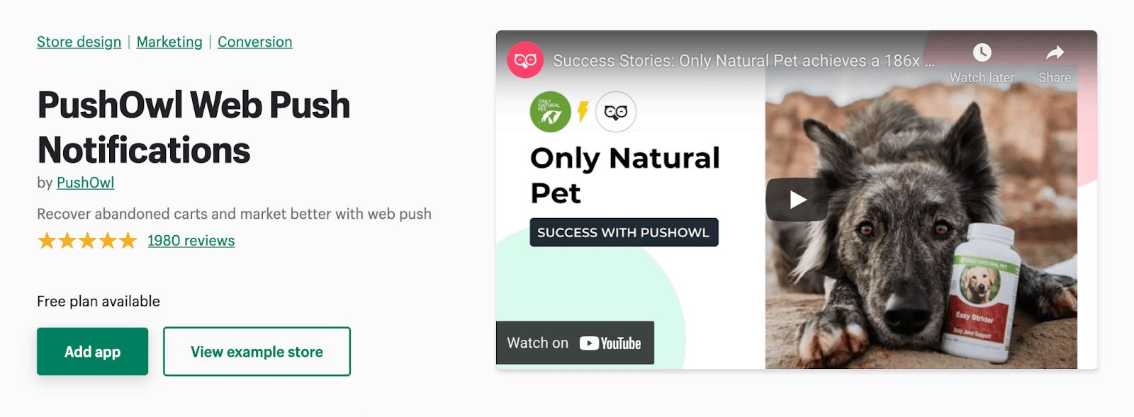 Shopify App Store- PushOwl Web Push Notifications- Conversion Rate