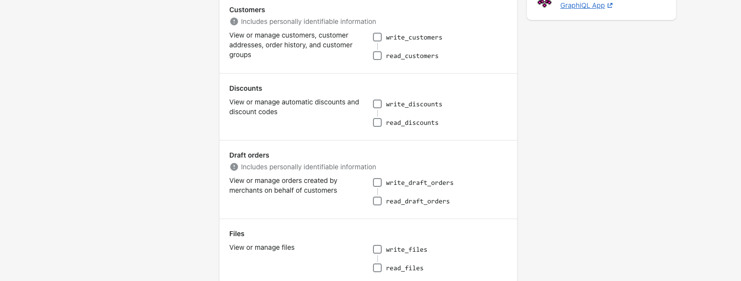 Shopify admin dashboard - API Access