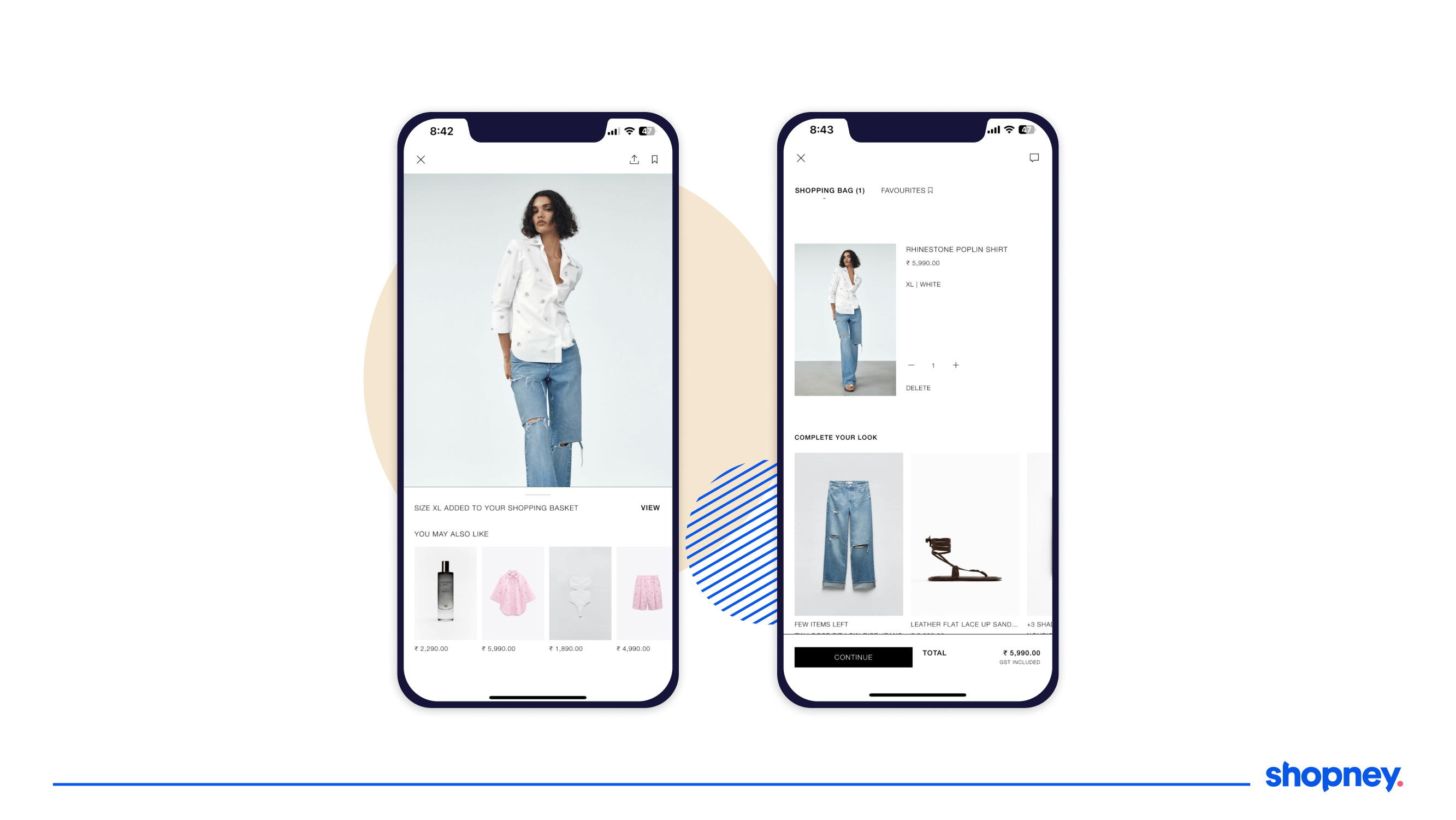 mobile app screen showcasing product page with other product recommendations