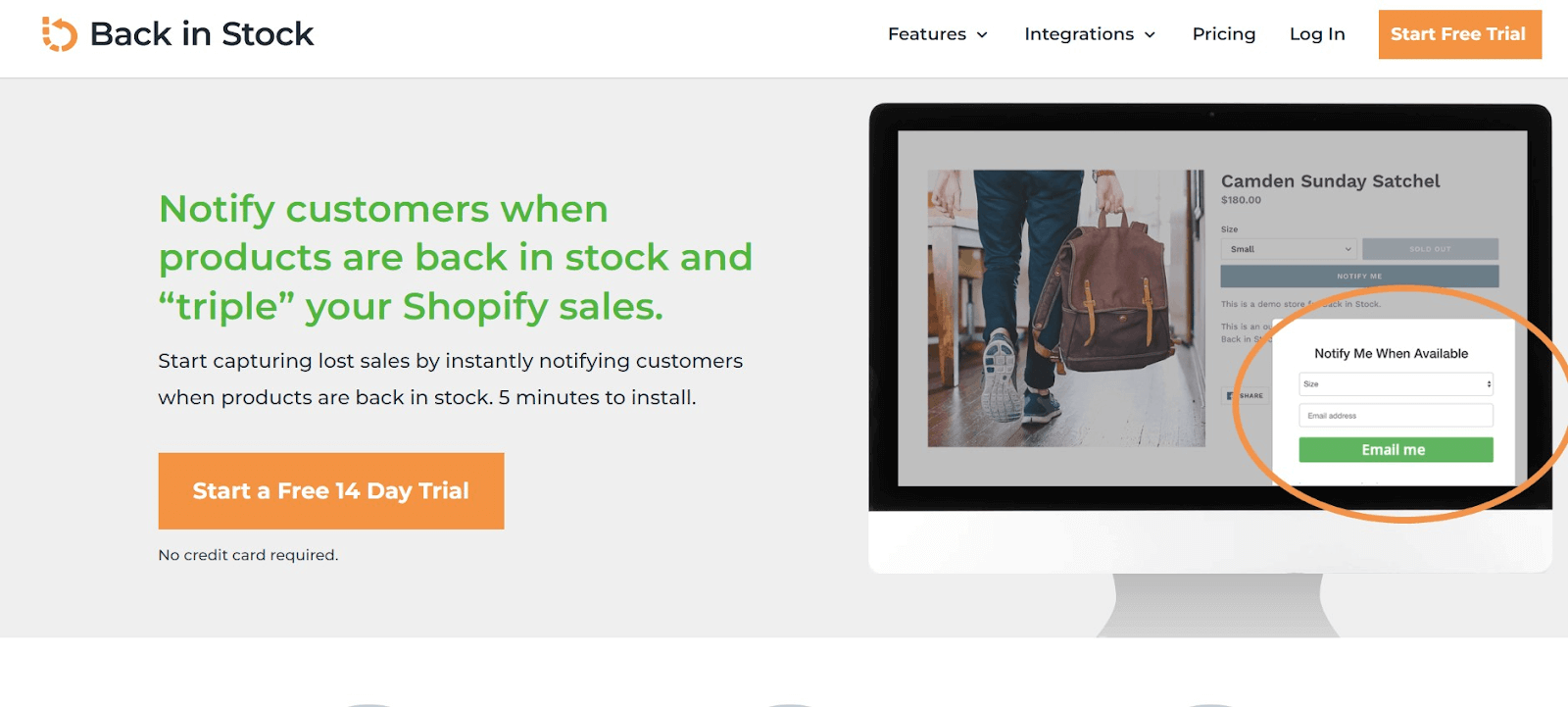 Back In Stock website