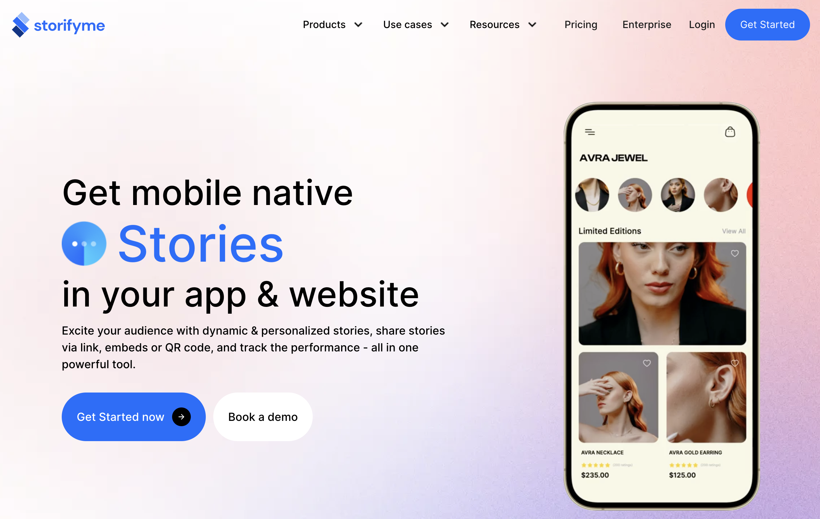 Website homepage of Storifyme
