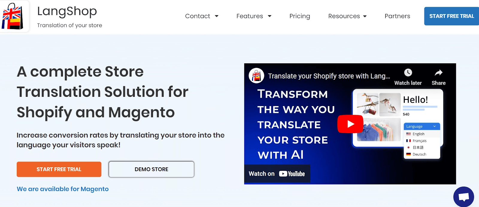 LangShop Website