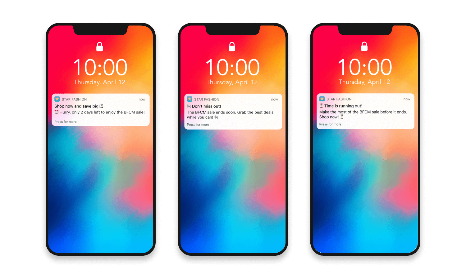reminder push notification samples