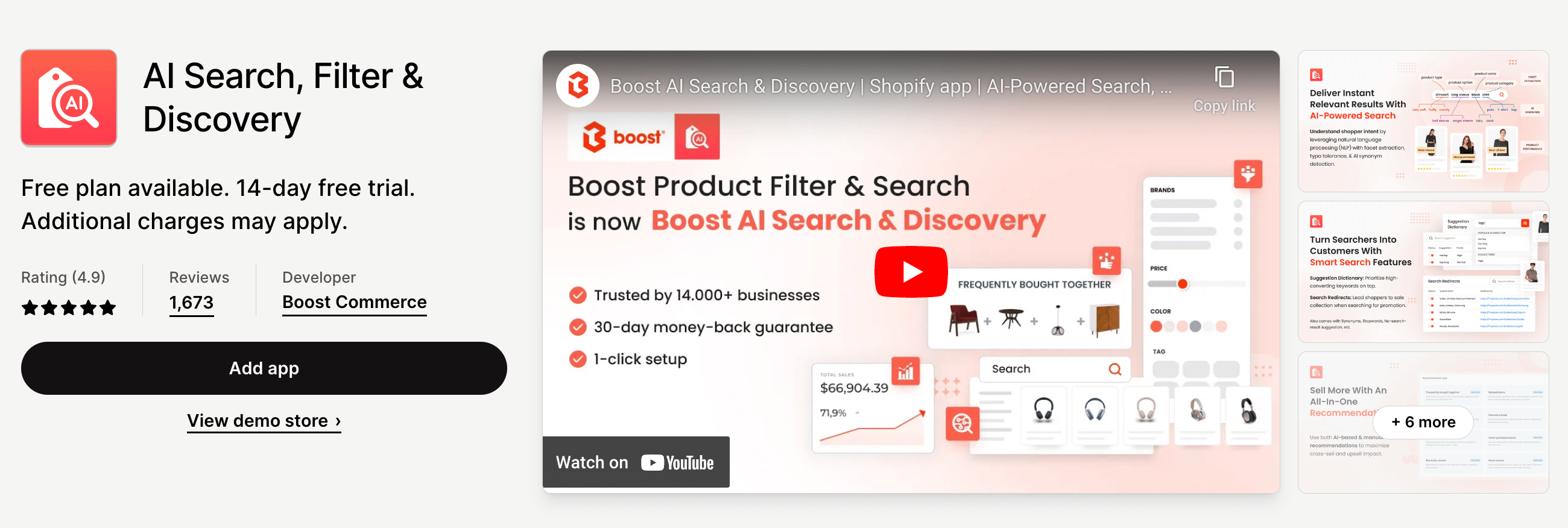Boost AI search, filter and discovery app on Shopify app store